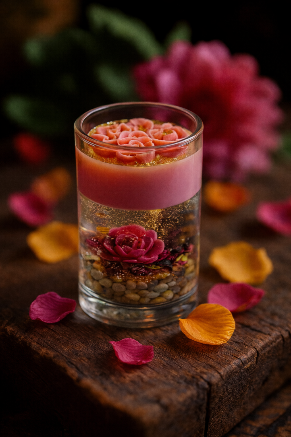 Luxury Flowers – Decorative Wax Object in Long Glass