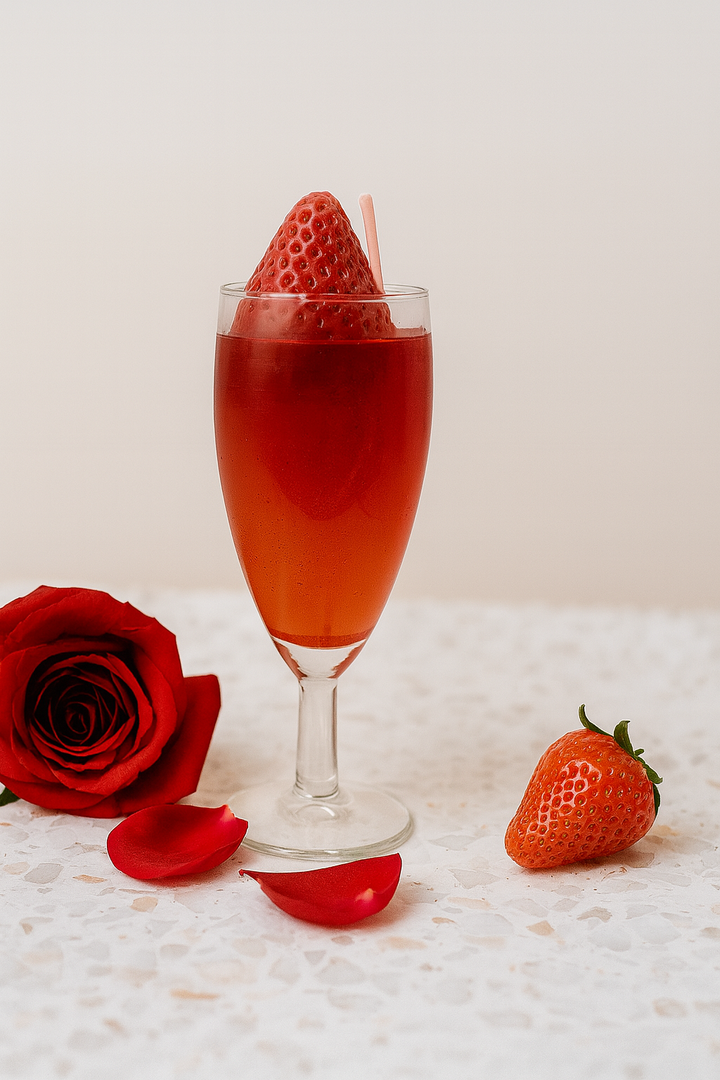 Champagne Strawberry Scented Candle – Gel & Soy Wax – Luxury Champagne Scent